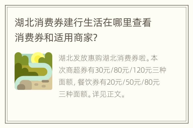 湖北消费券建行生活在哪里查看消费券和适用商家？