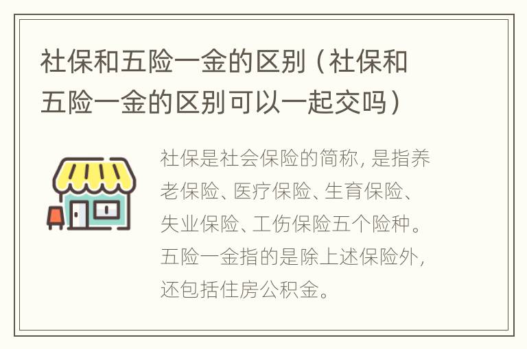 社保和五险一金的区别（社保和五险一金的区别可以一起交吗）