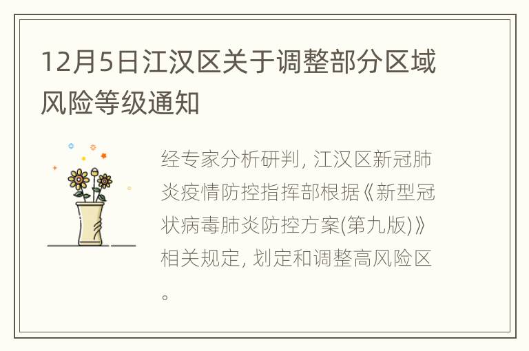 12月5日江汉区关于调整部分区域风险等级通知