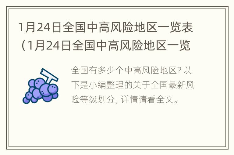 1月24日全国中高风险地区一览表（1月24日全国中高风险地区一览表最新）