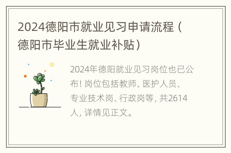 2024德阳市就业见习申请流程（德阳市毕业生就业补贴）