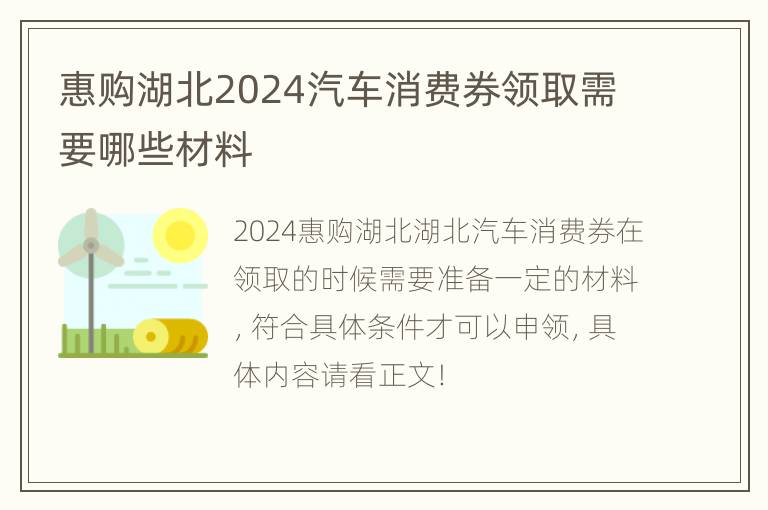 惠购湖北2024汽车消费券领取需要哪些材料