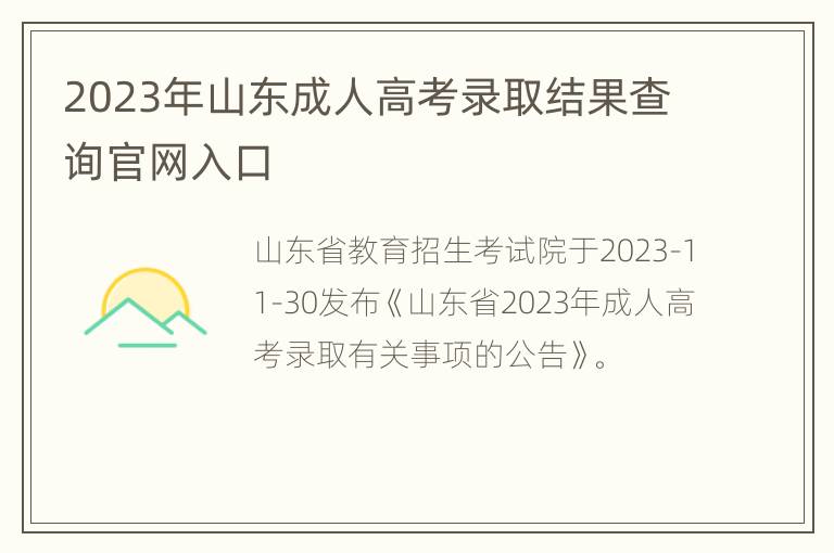 2023年山东成人高考录取结果查询官网入口