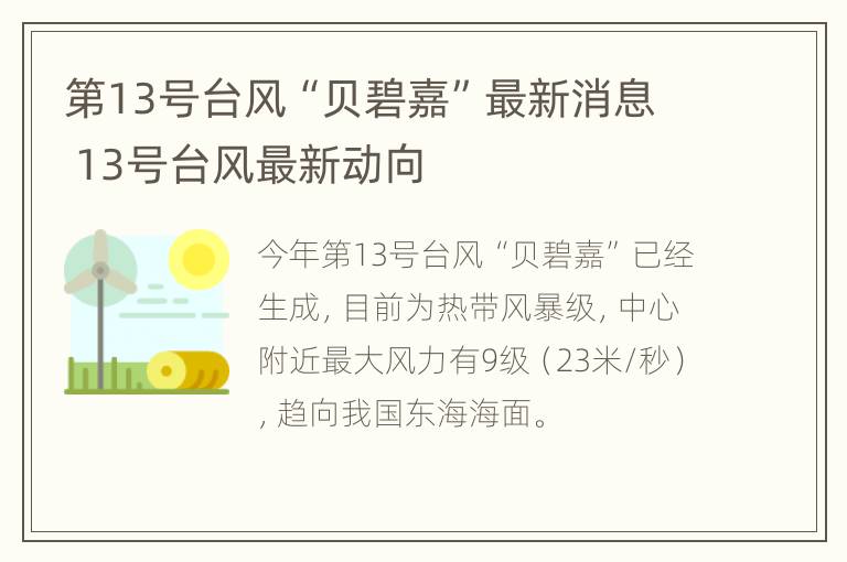 第13号台风“贝碧嘉”最新消息 13号台风最新动向