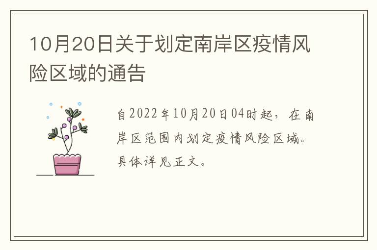 10月20日关于划定南岸区疫情风险区域的通告