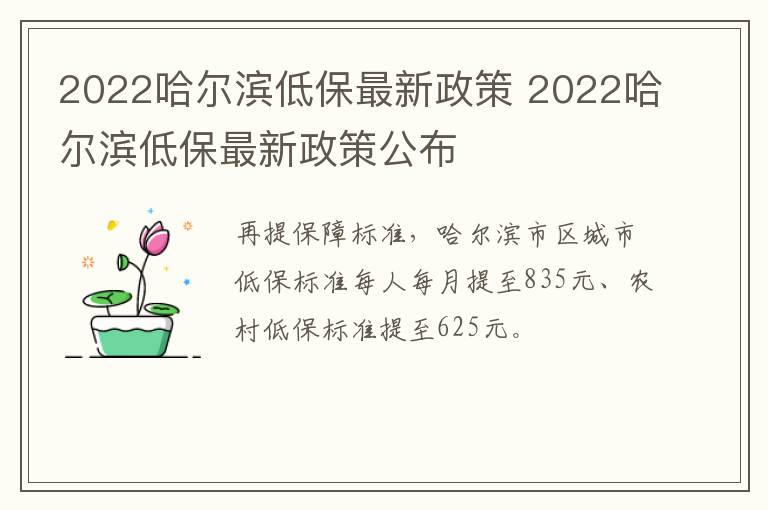 2022哈尔滨低保最新政策 2022哈尔滨低保最新政策公布