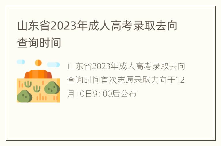 山东省2023年成人高考录取去向查询时间