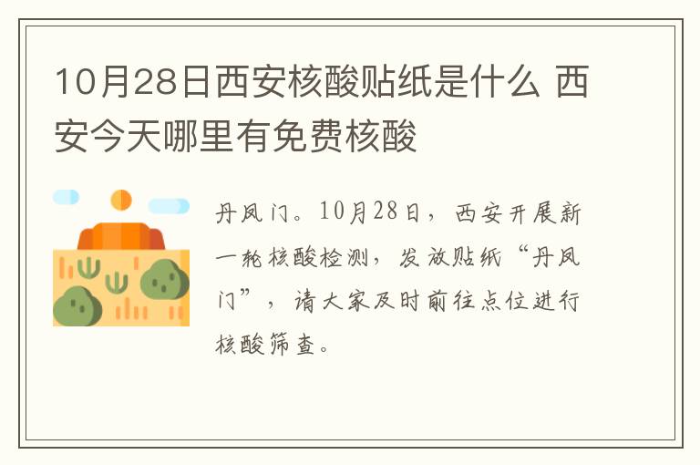 10月28日西安核酸贴纸是什么 西安今天哪里有免费核酸