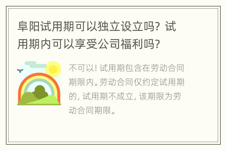 阜阳试用期可以独立设立吗？ 试用期内可以享受公司福利吗?