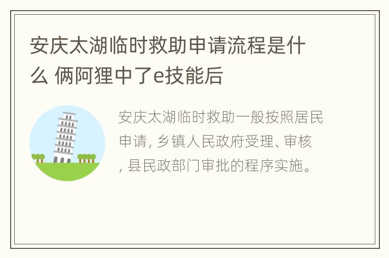 安庆太湖临时救助申请流程是什么 俩阿狸中了e技能后