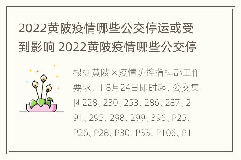 2022黄陂疫情哪些公交停运或受到影响 2022黄陂疫情哪些公交停运或受到影响了