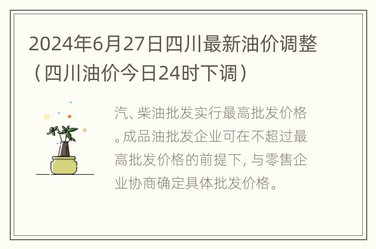 2024年6月27日四川最新油价调整（四川油价今日24时下调）