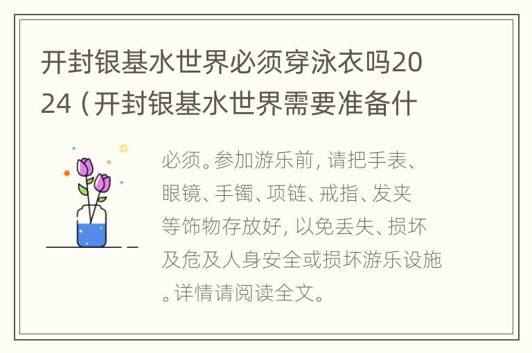 开封银基水世界必须穿泳衣吗2024（开封银基水世界需要准备什么）