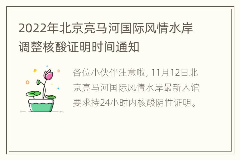 2022年北京亮马河国际风情水岸调整核酸证明时间通知