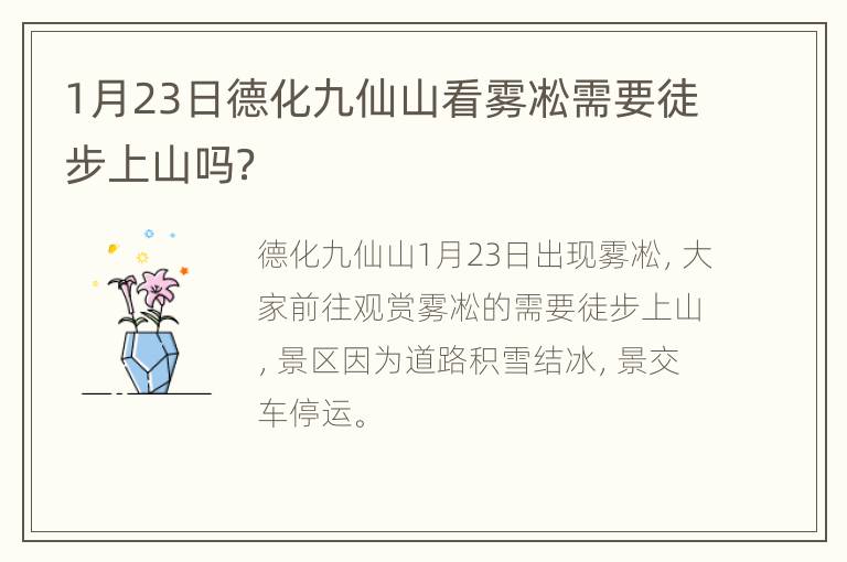 1月23日德化九仙山看雾凇需要徒步上山吗？