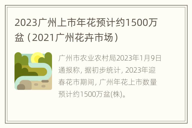 2023广州上市年花预计约1500万盆（2021广州花卉市场）