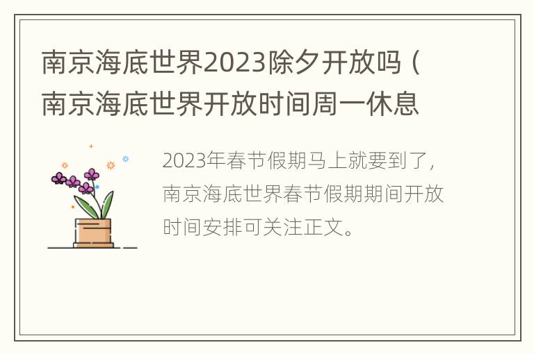 南京海底世界2023除夕开放吗（南京海底世界开放时间周一休息否）