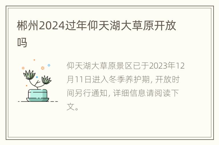 郴州2024过年仰天湖大草原开放吗