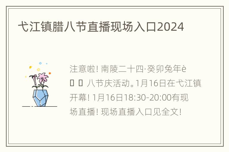 弋江镇腊八节直播现场入口2024