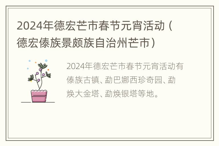 2024年德宏芒市春节元宵活动（德宏傣族景颇族自治州芒市）