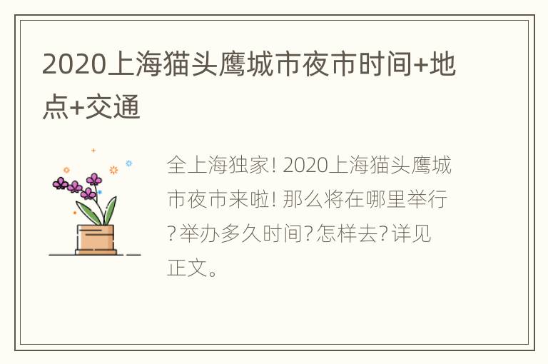 2020上海猫头鹰城市夜市时间+地点+交通