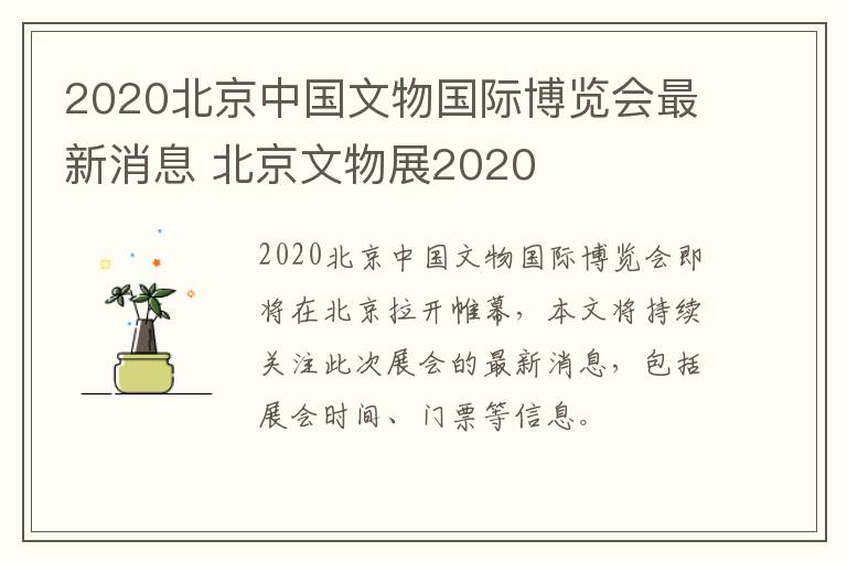 2020北京中国文物国际博览会最新消息 北京文物展2020