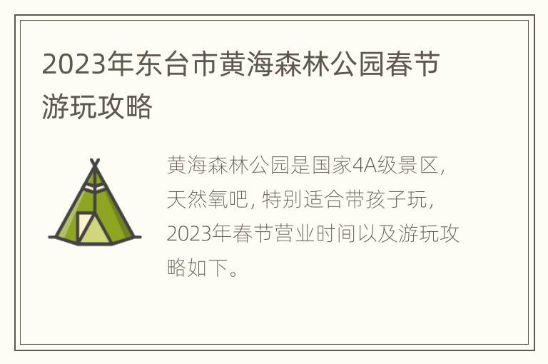 2023年东台市黄海森林公园春节游玩攻略