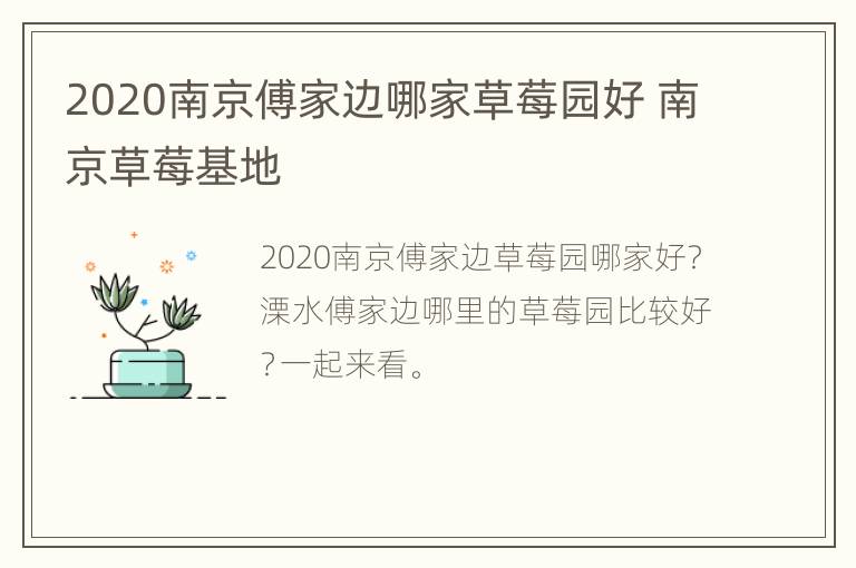 2020南京傅家边哪家草莓园好 南京草莓基地