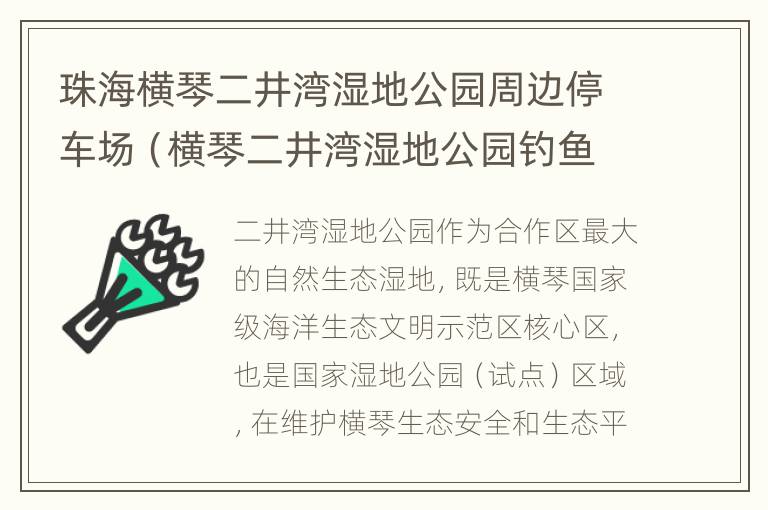 珠海横琴二井湾湿地公园周边停车场（横琴二井湾湿地公园钓鱼）