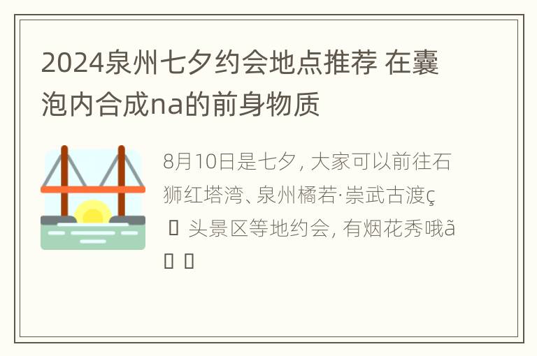 2024泉州七夕约会地点推荐 在囊泡内合成na的前身物质