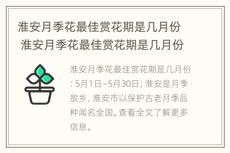 淮安月季花最佳赏花期是几月份 淮安月季花最佳赏花期是几月份啊