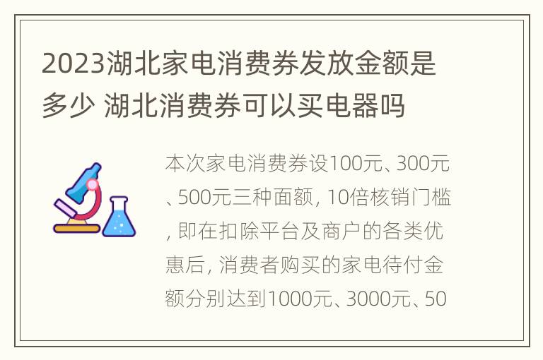 2023湖北家电消费券发放金额是多少 湖北消费券可以买电器吗