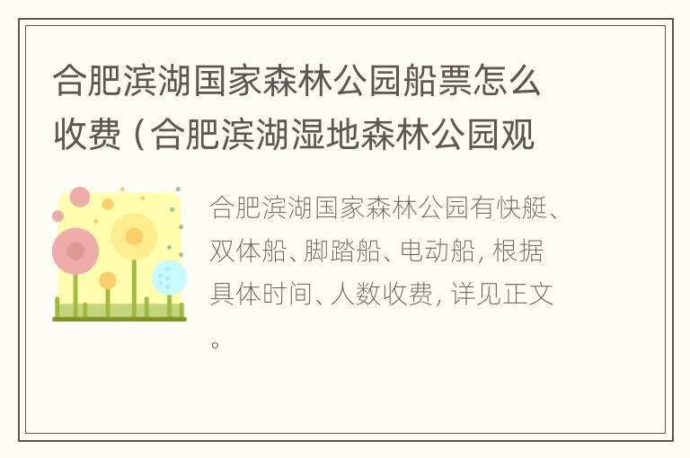 合肥滨湖国家森林公园船票怎么收费（合肥滨湖湿地森林公园观光车）