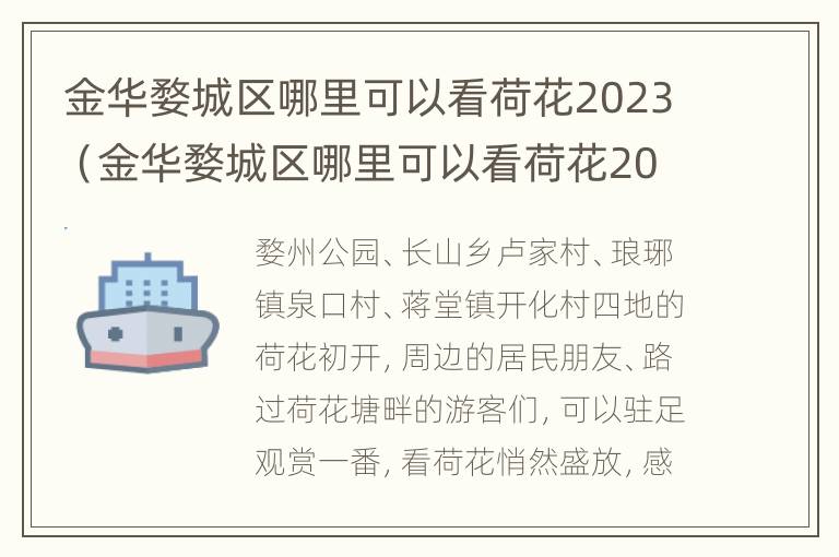 金华婺城区哪里可以看荷花2023（金华婺城区哪里可以看荷花2023年的）