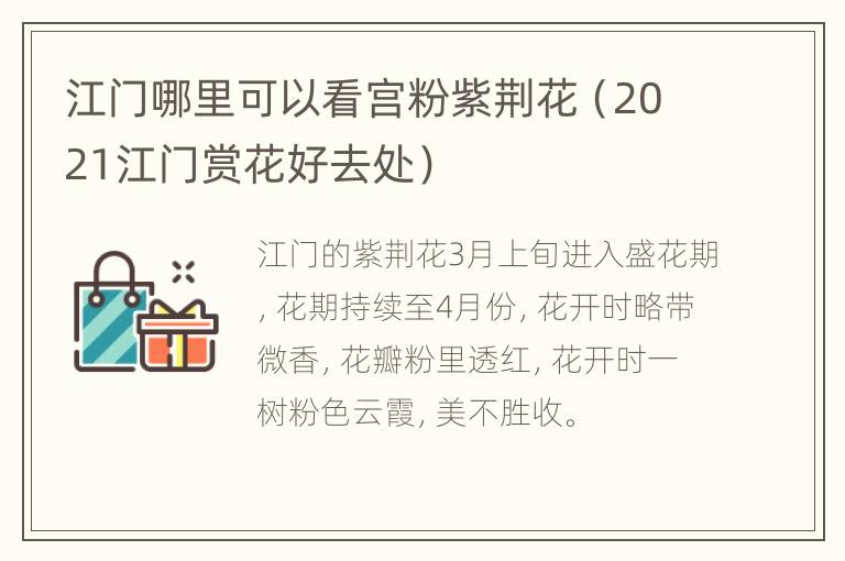 江门哪里可以看宫粉紫荆花（2021江门赏花好去处）