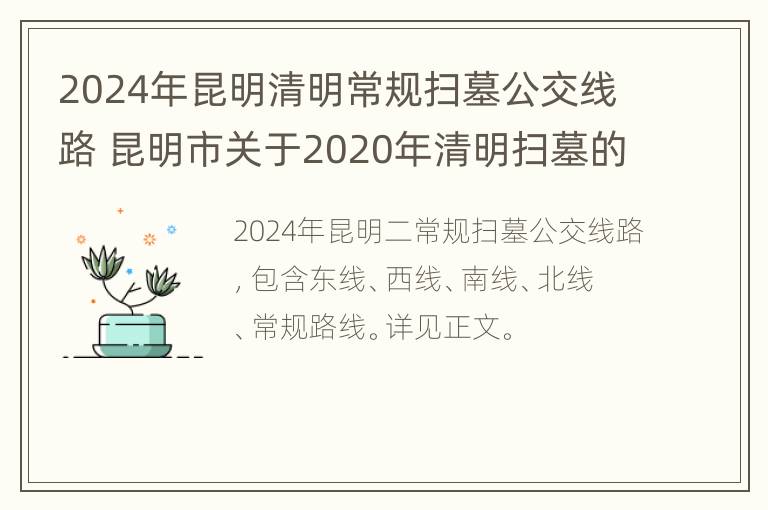 2024年昆明清明常规扫墓公交线路 昆明市关于2020年清明扫墓的规定