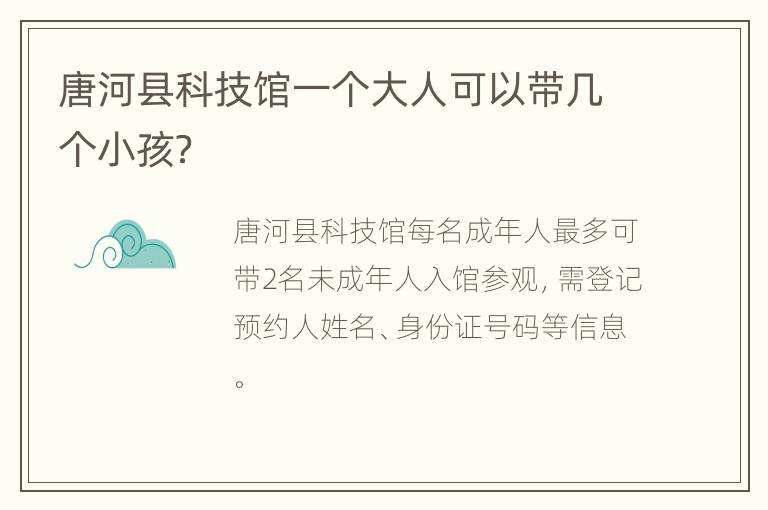 唐河县科技馆一个大人可以带几个小孩？