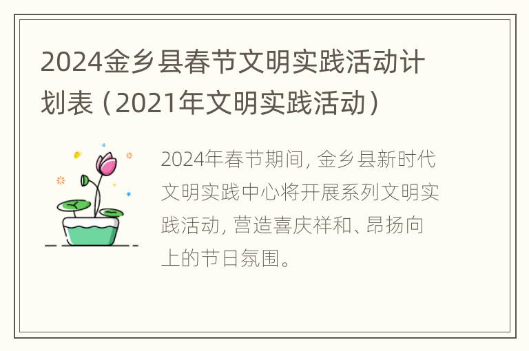 2024金乡县春节文明实践活动计划表（2021年文明实践活动）