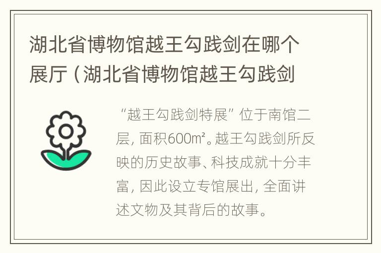 湖北省博物馆越王勾践剑在哪个展厅（湖北省博物馆越王勾践剑在几楼）