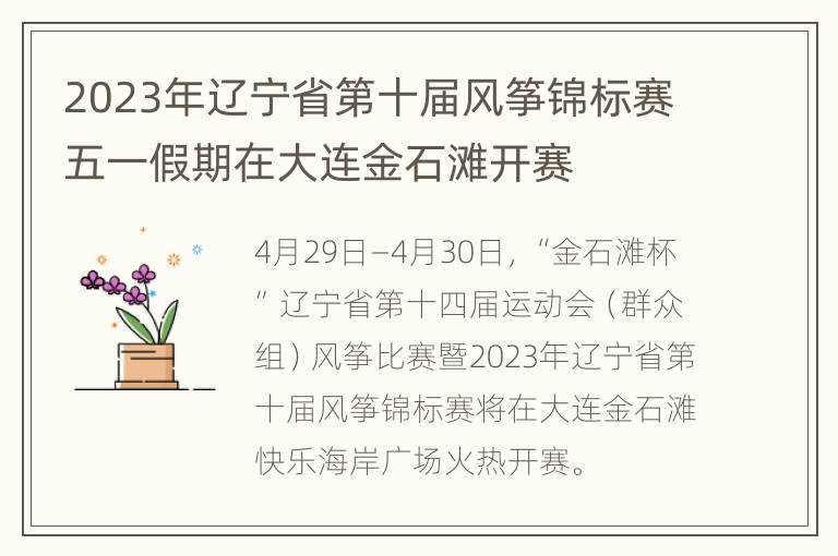 2023年辽宁省第十届风筝锦标赛五一假期在大连金石滩开赛