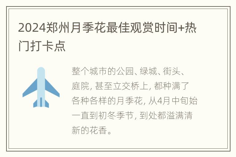 2024郑州月季花最佳观赏时间+热门打卡点