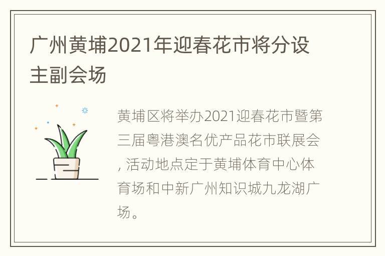 广州黄埔2021年迎春花市将分设主副会场