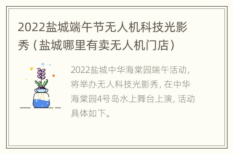 2022盐城端午节无人机科技光影秀（盐城哪里有卖无人机门店）