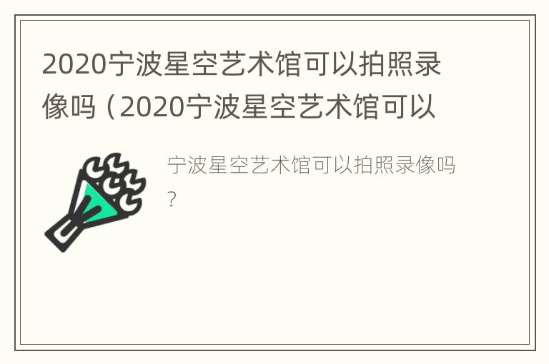 2020宁波星空艺术馆可以拍照录像吗（2020宁波星空艺术馆可以拍照录像吗知乎）