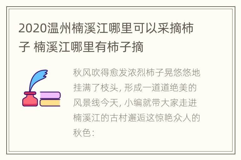 2020温州楠溪江哪里可以采摘柿子 楠溪江哪里有柿子摘