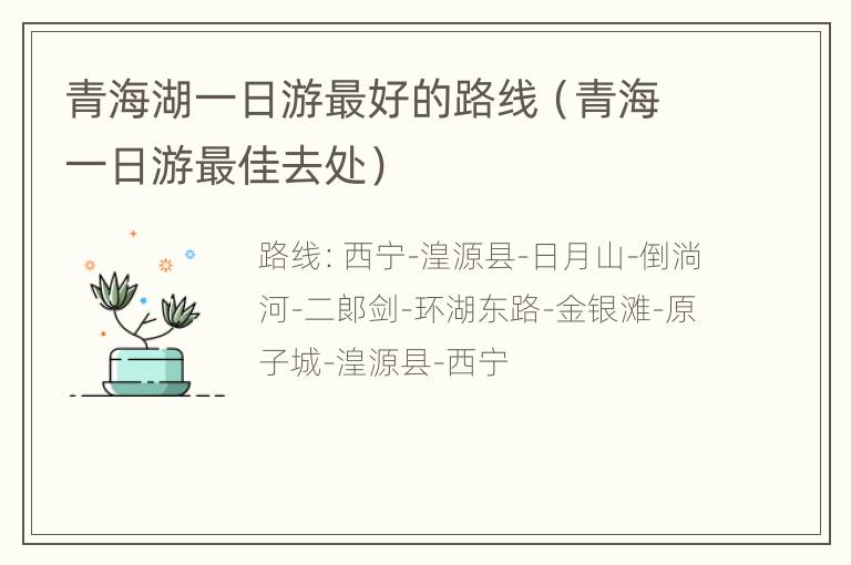 青海湖一日游最好的路线（青海一日游最佳去处）