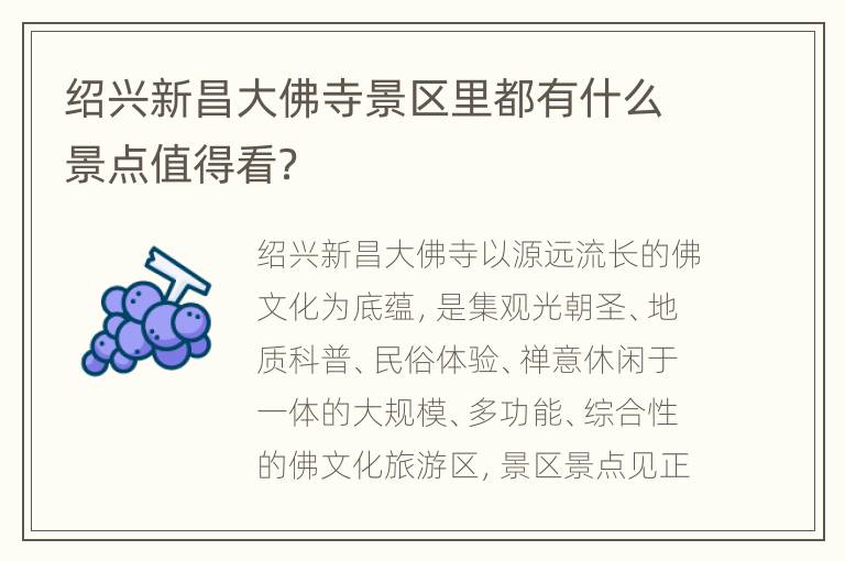 绍兴新昌大佛寺景区里都有什么景点值得看？