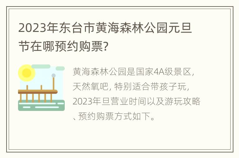 2023年东台市黄海森林公园元旦节在哪预约购票？