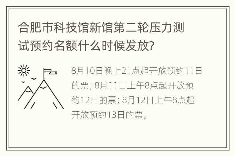 合肥市科技馆新馆第二轮压力测试预约名额什么时候发放？