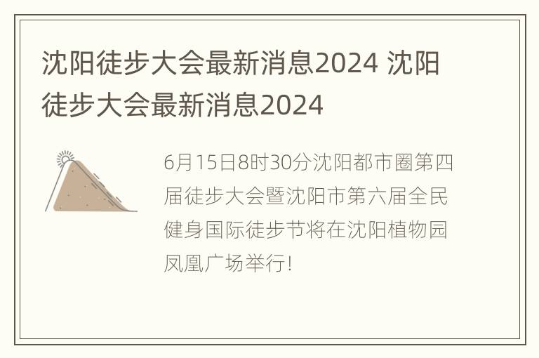 沈阳徒步大会最新消息2024 沈阳徒步大会最新消息2024